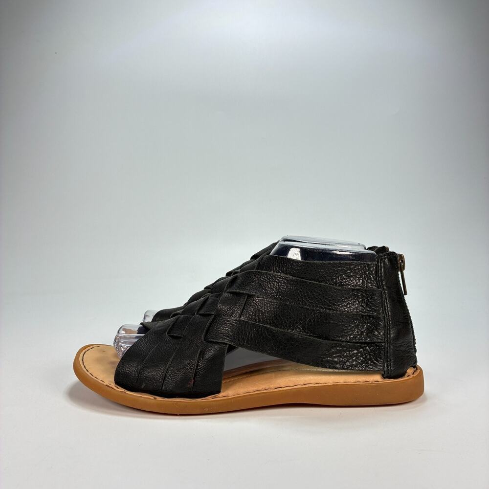 Born Iwa Woven Black Leather Flat Gladiator Back Zipper Sandals Women's Size 8M - Picture 4 of 10